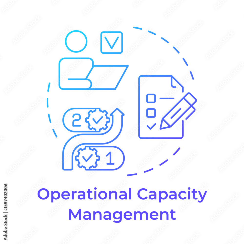 Poster operational capacity management blue gradient concept icon. daily execution of business processes. r