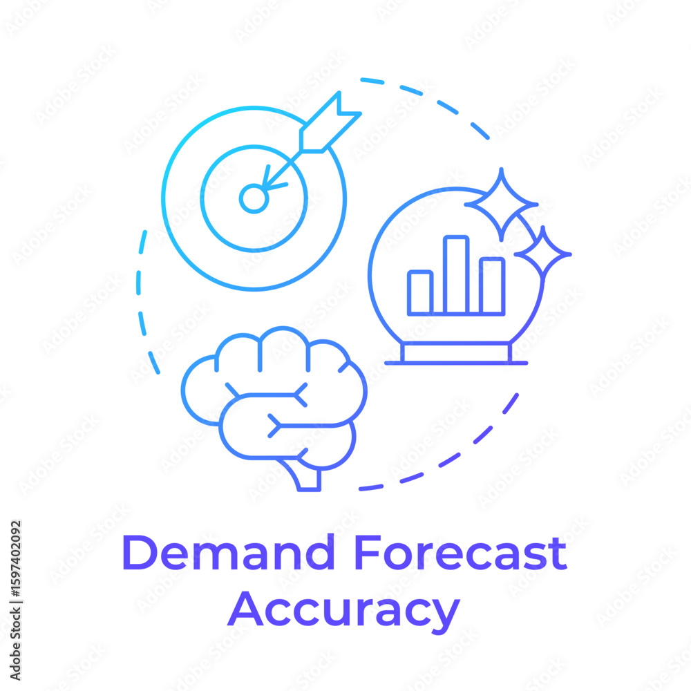 Poster demand forecast accuracy blue gradient concept icon. alignment of resources. capacity management met