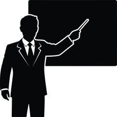 Vector art of businessman presenting at a board isolated on transparent background