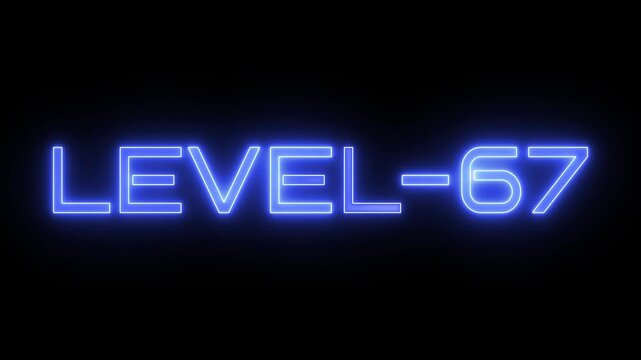 Next level 67 text animation.  Level Up concept.