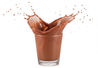 Chocolate milk splash frozen in time capturing droplets mid air
