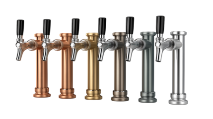 Variety of Beer Taps in Different Metal Finishes