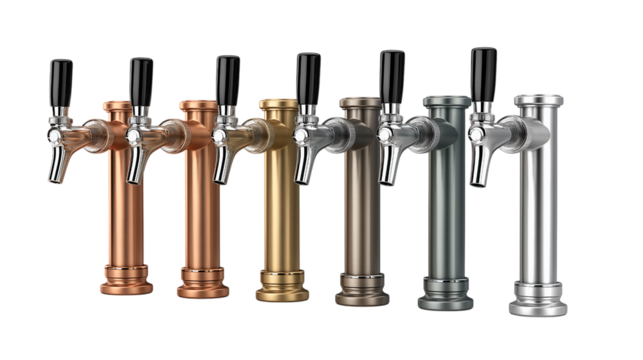 Variety of Beer Taps in Different Metal Finishes