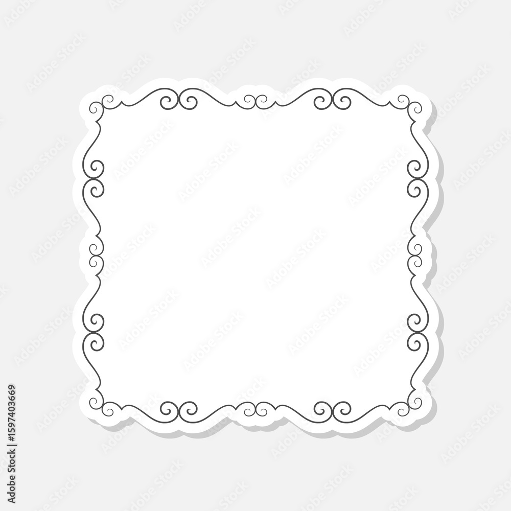 Poster simple line frame border sticker isolated on gray background