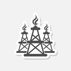Oil derrick icon sticker isolated on gray background