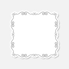 Simple line frame border sticker isolated on gray background