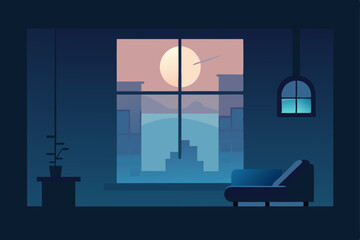 dreamlike foggy window living room with blurred 