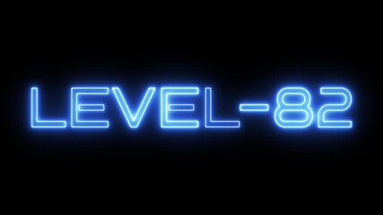 Neon Level 82 text animation. Game Level up sign. - Powered by Adobe