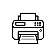 Black outline printer with paper coming out