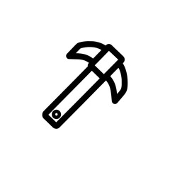 Hammer with pickaxe in minimalist outline style for construction