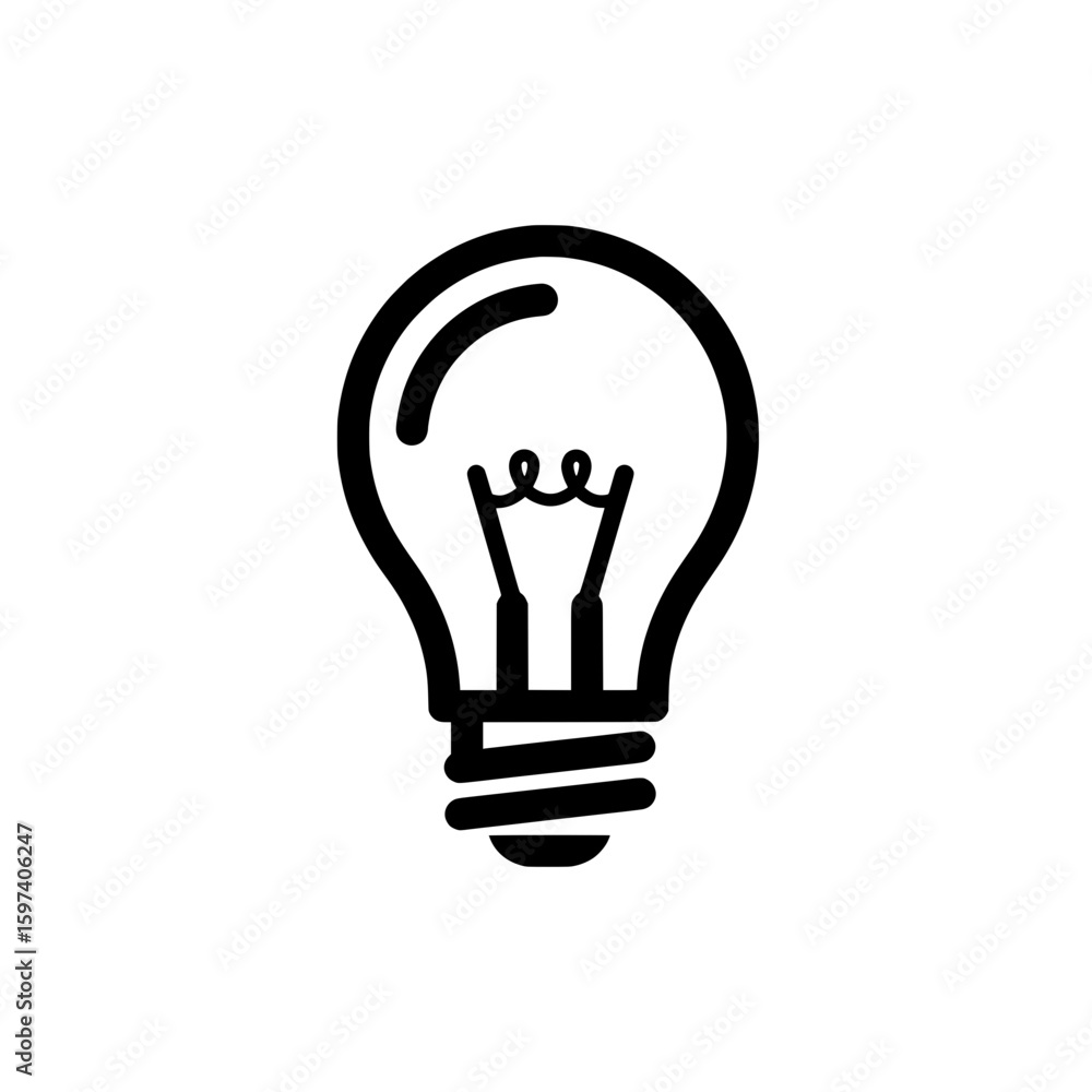 Aufkleber light bulb with a filament symbol in outline style