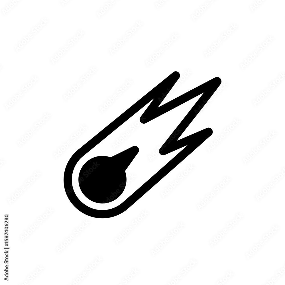 Poster lightning bolt with lightning streaks in dark outline style