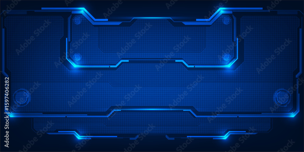 Poster futuristic frame,screen,panels,border and windows for head up display or dashboard control and techn