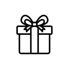 Line art gift box with ribbon for celebration and presents
