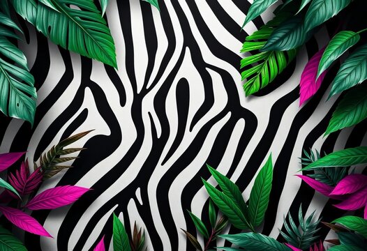 Black and white zebra stripe pattern, jungle-inspired texture,  wild,  fabric