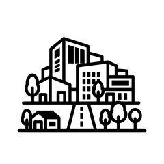 Naklejka premium modern cityscape with buildings and trees for urban design