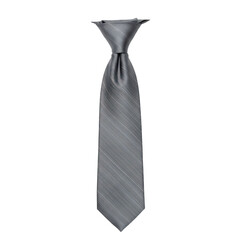 Elegant gray necktie with subtle diagonal stripes and knot detail