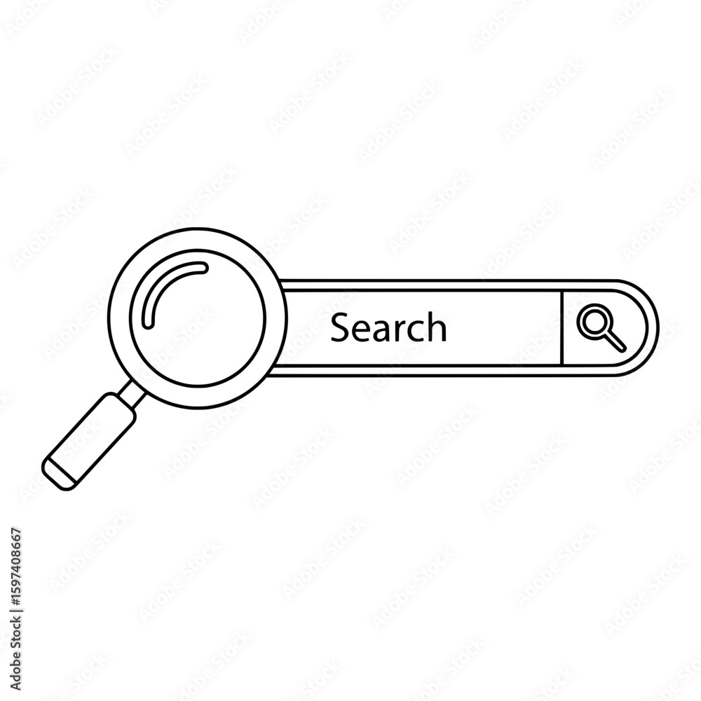 Poster search bar icon with magnifying glass outline for web and app interfaces