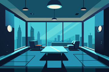 futuristic penthouse living room with glass walls .svg