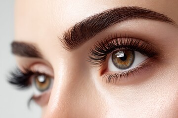 Obraz premium Closeup of a womans striking blue eye with elegant eyelashes