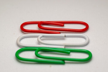 Hungarian flag made of colored paper clips
