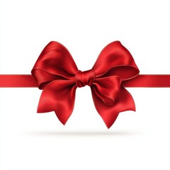 A beautifully crafted red ribbon tied in a bow against a white background