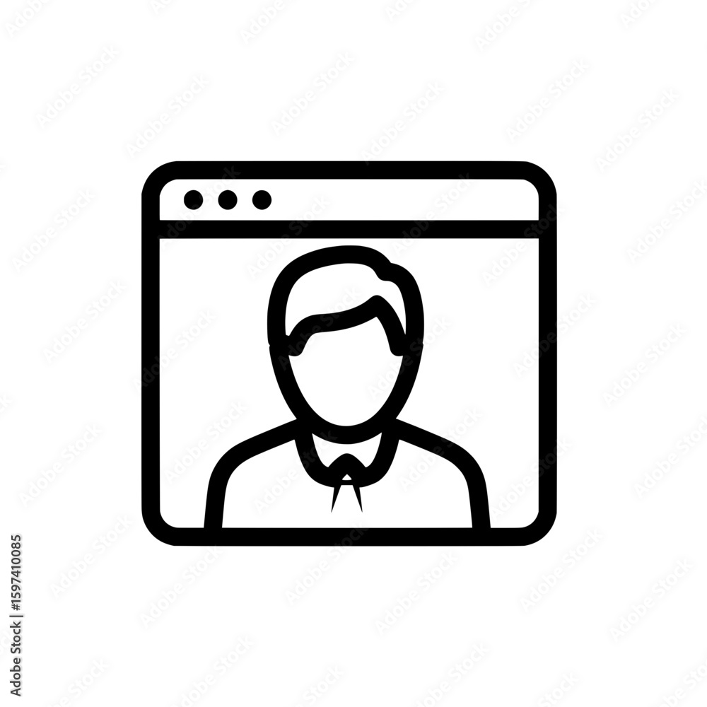 Poster webcam profile icon with minimal outline style for user interface