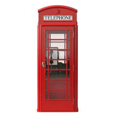 Fototapeta premium Classic red telephone booth from london england isolated on transparent background
