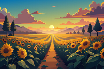  sunflower field stretching toward 
