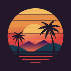  tropical sunset background  .svg