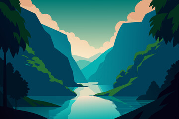 hidden lagoon surrounded by cliffs and lush greene.svg