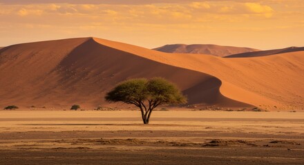 Solitary tree endures in desert dunescape