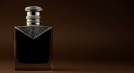 Luxurious dark liquid in patterned flacon