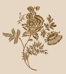 An amazing baroque floral bunch for design pattern for prints borders 