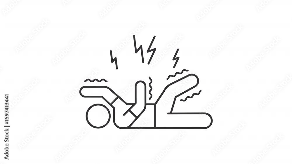 Poster epilepsy line animation. seizure animated icon. blinking power sings. moving wave lines. shaking han