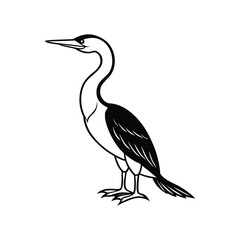 Obraz premium an anhinga bird line art silhouette vector illustration on white background