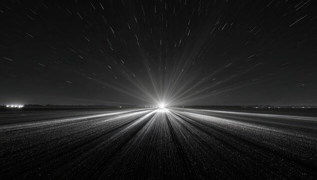 Night road with star trails