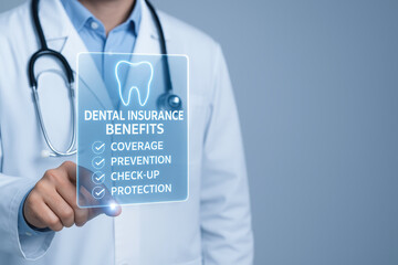 Dental insurance plan offers medical insurance coverage and protection with healthcare service by doctor for health insurance policy benefits and business support