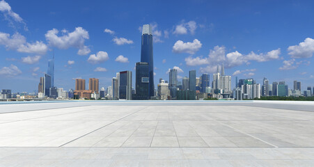 Empty concrete plaza with kuala lumpur city skyline background