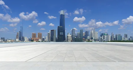 Wandcirkels Kuala Lumpur Empty concrete plaza with kuala lumpur city skyline background  © jamesteohart