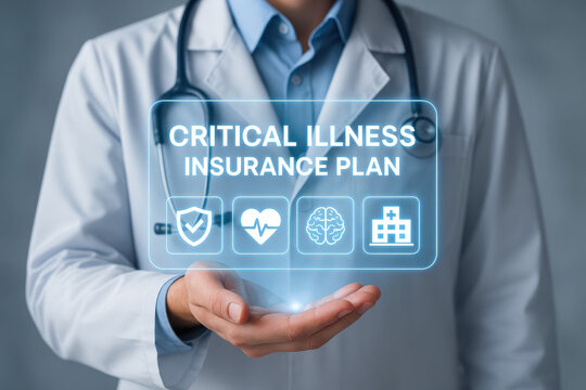 Critical illness insurance plan offers health insurance protection with medical coverage and healthcare service by doctor ensuring reliable insurance policy for health and business needs