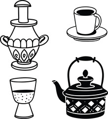 Global Tea Icons Solid Filled Icon Set of International Tea Culture (EPS)