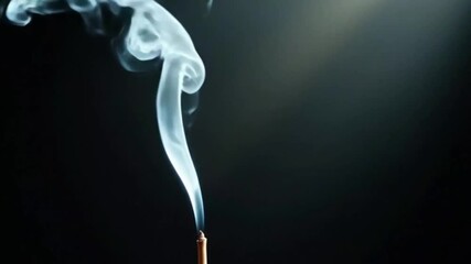 Real-time smoke from incense stick drifting in side-light beam