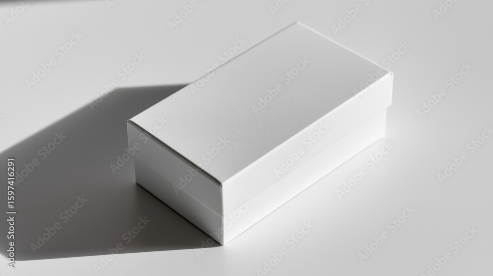 Poster a white box sits on a white table. the box is empty and has a clean, minimalist appearance. concept 
