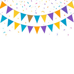 Obraz premium A happy birthday celebration background featuring a colorful seamless pattern of festive flag bunting, perfect for party banners and holiday decorations