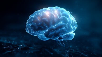 Fototapeta premium Glowing Human Brain: Neural Network, Artificial Intelligence, Cognitive Science Concept