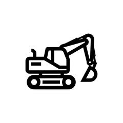 Fototapeta premium Construction excavator icon with tracked vehicle outline