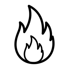 fire flame symbol with outline style for warning and safety signs
