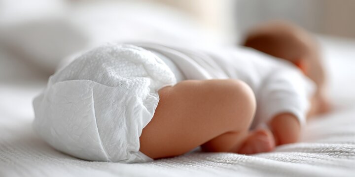 a cute baby wearing a white daiper