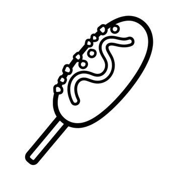 black and white corn dog on stick clip art preview